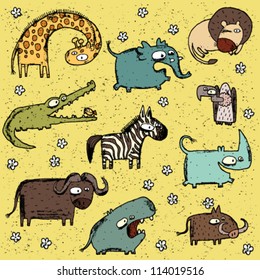 Grunge African Animals Collection No. 3