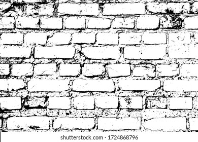 Grunge aged stone design of house. Decayed uneven outside surface of stained wall. Damaged vintage medieval mansion. Dirty ruined shabby texture of rock. Fortified tower for 3d in black white vector