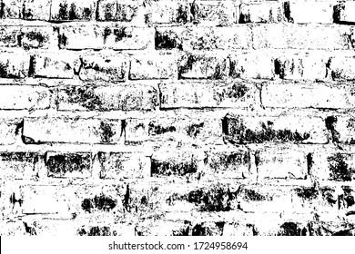 Grunge aged stone design of house. Decayed uneven outside surface of stained wall. Damaged vintage medieval mansion. Dirty ruined shabby texture of rock. Fortified tower for 3d in black white vector