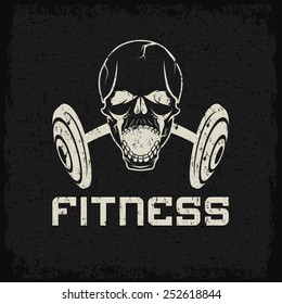 Powerlifting Illustration Human Skull Barbell His Stock Vector (Royalty ...