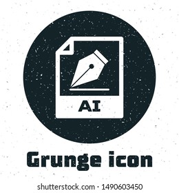 Grunge AI file document. Download ai button icon isolated on white background. AI file symbol.  Vector Illustration