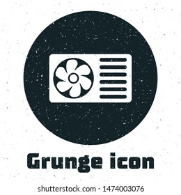 Grunge Air conditioner with fresh air icon isolated on white background. Split system air conditioning. Cool and cold climate control system.  Vector Illustration