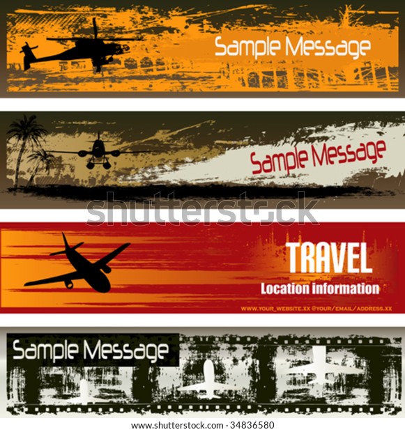 Grunge Air Transport Web Banner Templates Stock Vector (Royalty Free ...