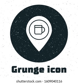 Grunge Alcohol or beer bar location icon isolated on white background. Symbol of drinking, pub, club, bar.  Vector Illustration