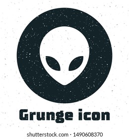 Grunge Alien icon isolated on white background. Extraterrestrial alien face or head symbol.  Vector Illustration