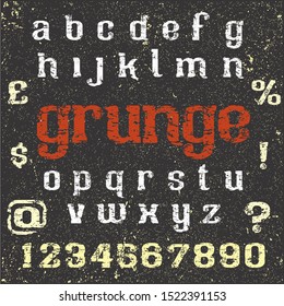 Grunge alphabet calligraphic characters vector typeface vintage