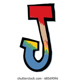 grunge alphabet, doodle J