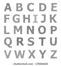 Grunge  Alphabet. Hand drawn Vector illustration.