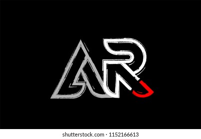 grunge alphabet letter combination ar a r logo design in white red and black colors suitable for a company or business