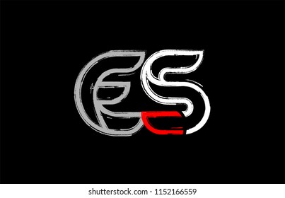 grunge alphabet letter combination es e s logo design in white red and black colors suitable for a company or business