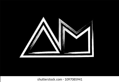 grunge alphabet letter combination am a m logo design in black and white colors suitable for a company or business