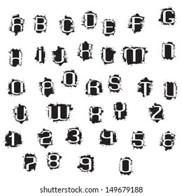 Grunge alphabet letters and numbers. Vector eps10 