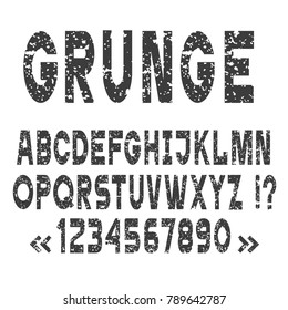 Grunge alphabet letters and numbers,vector set. Scratched texture letter font. Retro vintage typography vector