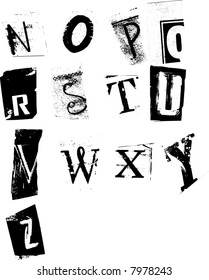 Grunge alphabet resembling newspaper cutouts