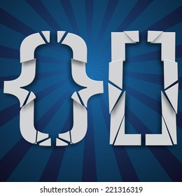 Grunge alphabet type font set, vector collection of broken into pieces letters