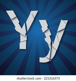 Grunge alphabet type font set, vector collection of broken into pieces letters