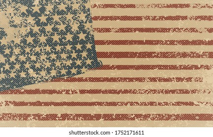 Grunge American flag background  National Day holiday poster vector design.