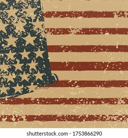 Grunge American flag background  National Day holiday poster vector design.