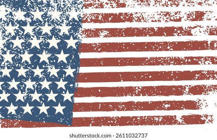 Grunge American flag background National Day holiday and happy labor day poster vector design.