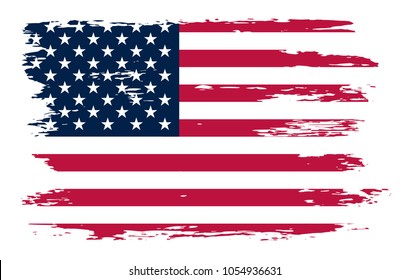 Grunge American Flag Background. Vector Usa Flag.