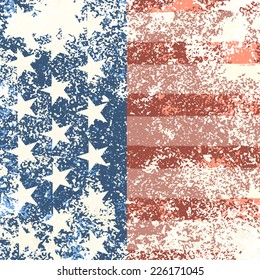 Grunge American flag background. Vector illustration, EPS 10