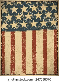 Grunge American flag background. Vector illustration, EPS 10