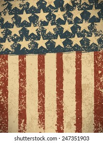 Grunge American flag background. Vector illustration, EPS 10