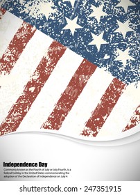 Grunge American flag background. Vector illustration, EPS 10