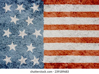 Grunge American flag beige background of concrete wall texture. Vector illustration