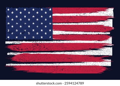 Grunge American Flag Design for Patriotic Graphics. Distressed American Flag.