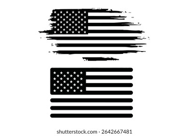 Grunge American Flag Design Set for Graphic Design