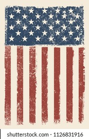 Grunge American flag.Old dirty  flag of USA.