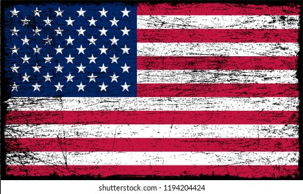 Grunge American flag.Old dirty USA flag.