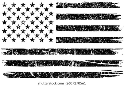 Grunge American Flag – Distressed USA Flag Vector with Worn Patriotic Texture