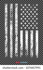 Grunge American flag on transparent background. Template for your design works. Vector illustration.