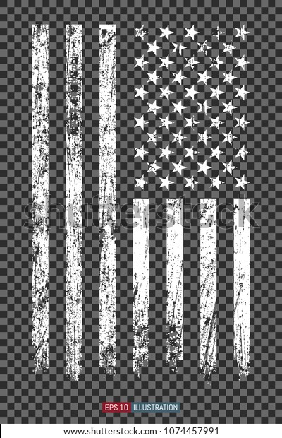 Grunge American Flag On Transparent Background Stock Vector (Royalty