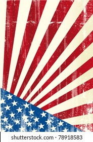 Grunge-amerikanische Flagge. Ein farbiges amerikanisches Poster