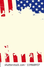 Grunge american flag . A poster with an american flag torn
