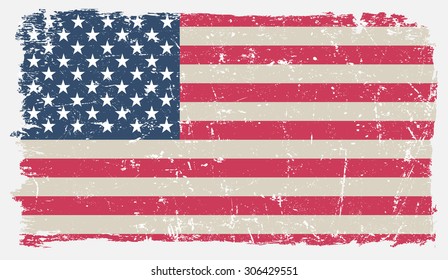 Grunge American flag.USA flag with grunge texture.Scratched USA flag.Vector template.