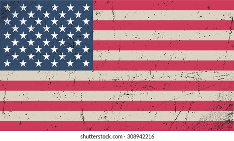 Grunge American flag.US flag with grunge texture.Vector template.