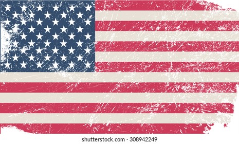 Grunge American flag.USA flag with grunge texture.Vector template.