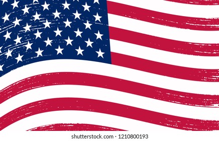 Grunge American flag.Old flag of United States.