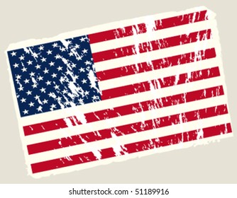 Grunge american flag. Vector background.