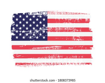 Grunge American flag. Vector dirty flag of USA.