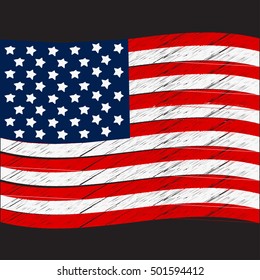 Grunge American  Flag, Vector Illustration