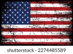 Grunge American flag. Vector flag of USA.