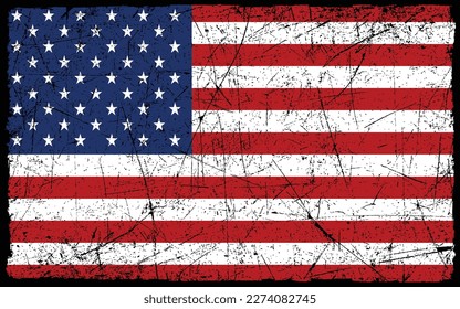 Bandera americana ondulada. Bandera vectorial de Estados Unidos.