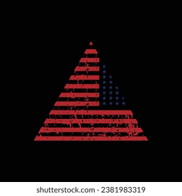 Grunge American flag. Vector flag of USA. in triangle shape