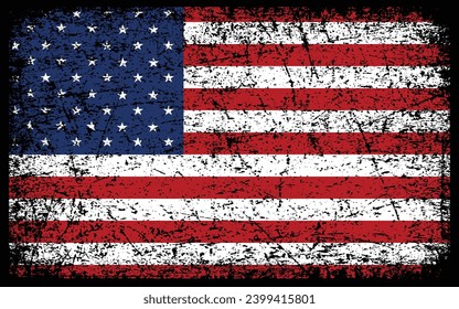 Grunge American flag. Vector flag of USA.