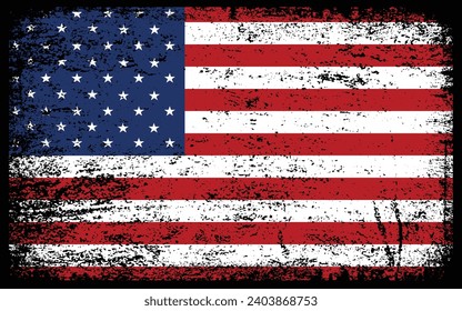 Grunge American flag. Vector flag of USA.